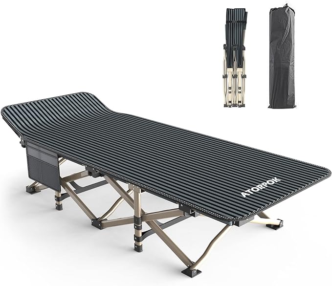 ATORPOK Camping Cot for Adults Comfortable, Tent Folding Cot for Sleeping, Lightweight Folding Bed with Carry Bag for Kids Supports 450 lbs, Office Na
