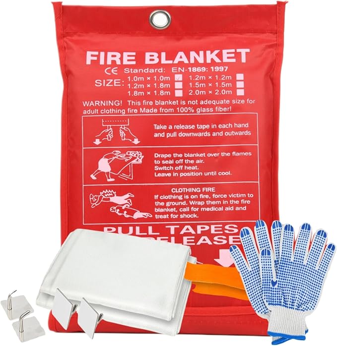 Home Emergency Fire Blankets, (39.3 * 39.3”) 1PACK Fire Blanket for Kitchen, Fireproof Fiberglass Fire Safety Blanket.