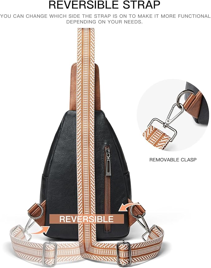 7L Sling Bag For Women Faux Leather Anti Theft Small Casual Daypack Backpack Fanny Pack Crossbody Chest Bags Purse Waterproof