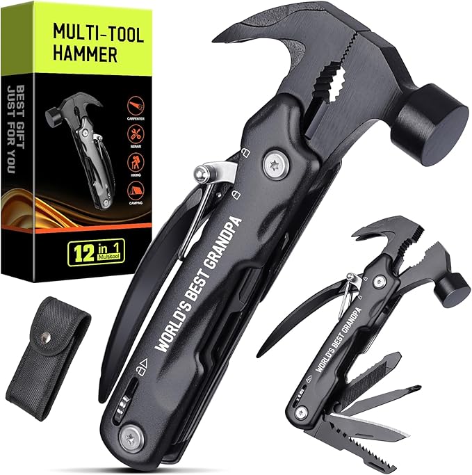 Gifts for Grandpa on Fathers Day - Grandpa Gifts, Best Grandfather Gift - Christmas Birthday Gift for Grandfather - Grandpas Perfect Christmas Presents, Grandparents Presents, Multitool Hammer