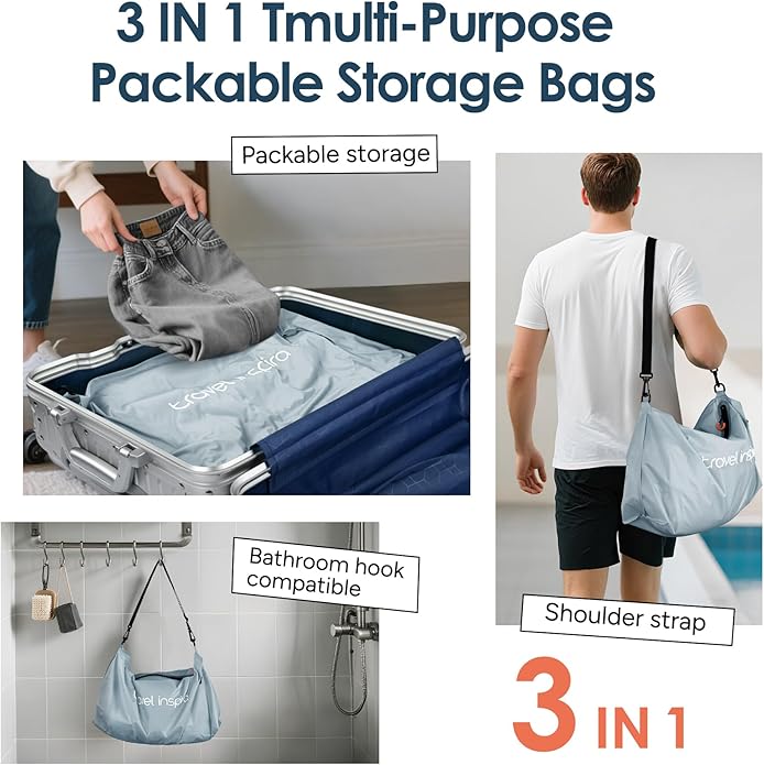Vacuum Compression Bags IP67 Waterproof with Shoulder Strap Reusable Travel Space Saver for Carry On Suitcases and Backpack