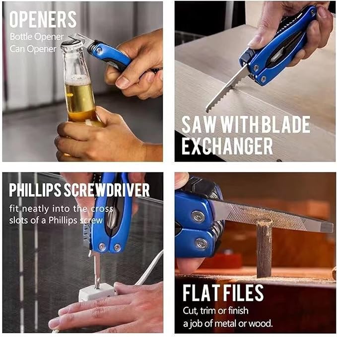 Multi Tool, Multitool Pliers for Outdoor, DIY, Home, Garden, Camping, Survival, Hunting and Hiking or Everyday Carry, Blue