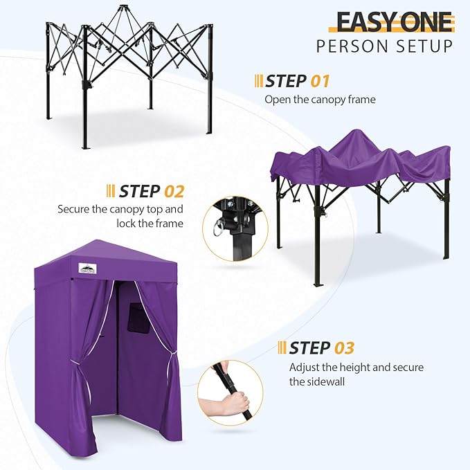 EAGLE PEAK Flex Compact 4x4 Pop-up Canopy Changing Room, Portable Dressing Room, Privacy Changing Tent for Indoor Fashion Photoshoots, Camping, or Pool, Purple