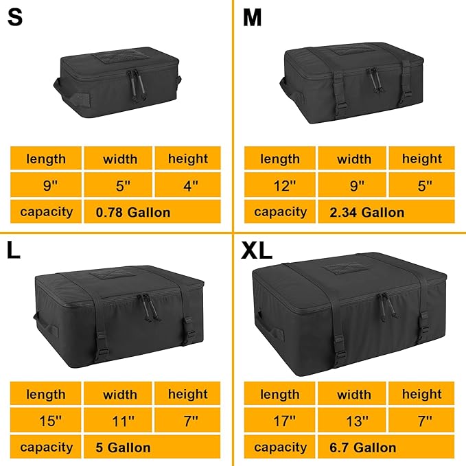 PETAC GEAR 4 PCS Tactical Modular Packing Cubes with Waterproof Material, Large Capacity Storage Bag, Easy Clean Outdoor Travel Organize Storage Pouches Bags (BK)