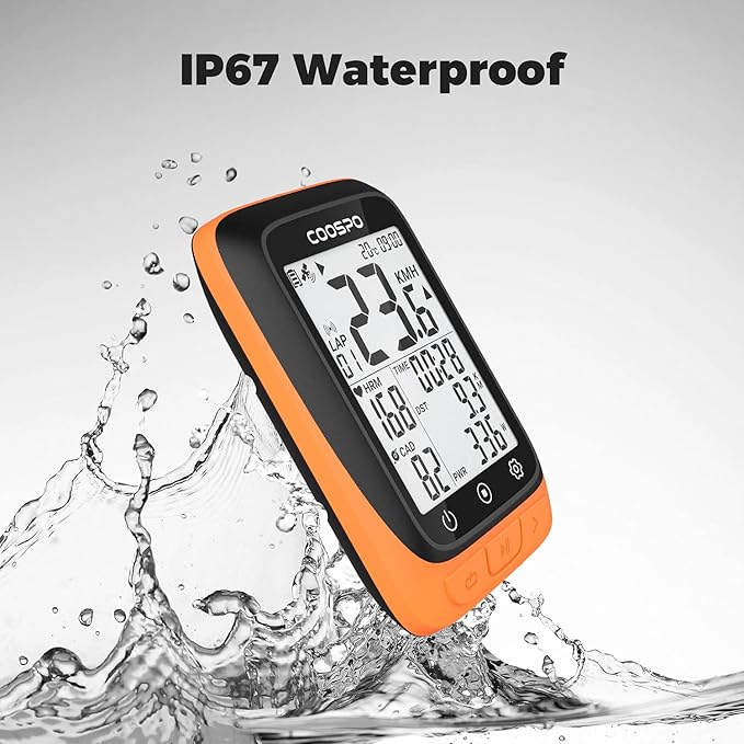 COOSPO Bike Computer Wireless GPS, Cycling Computer GPS Bike Tracker with Bluetooth/ANT+, Waterproof Bicycle Computer GPS Speedometer with Auto Backlight, 2.4 inch LCD Display