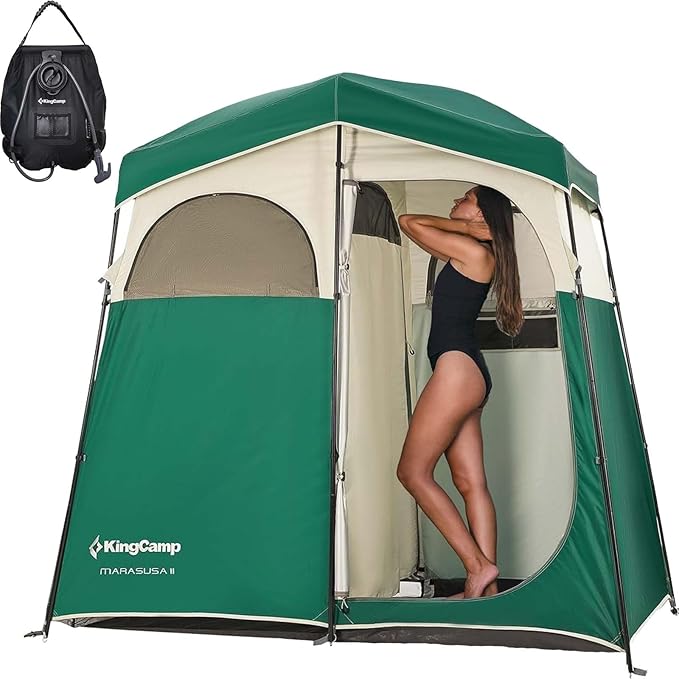 KingCamp Shower Tent, Portable Privacy Tent Outdoor Camping 1/2 Room Toilet Tents with Shower Bag & Dressing Room for Beach, Camping & Hiking