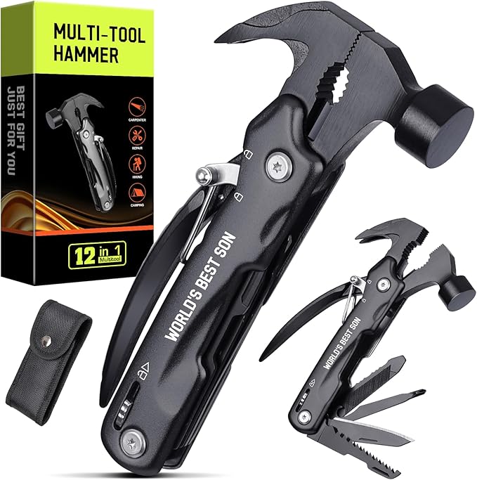 Gifts for Son - Son Gifts from Mom, Dad, Christmas Gift - Sons in Law Gift, Fathers Day Birthday Presents for Sons - Graduation Presents, Multitool Hammer