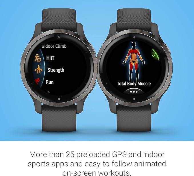 Garmin Venu 2S, Smaller-Sized GPS Smartwatch with Advanced Health Monitoring and Fitness Features, Slate Bezel with Graphite Case and Silicone Band, (010-02429-00) (Renewed)