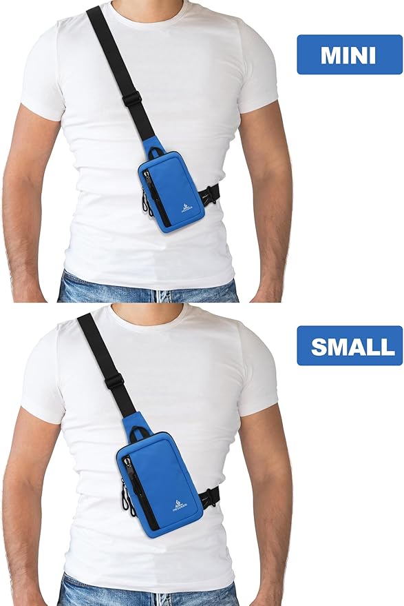 Peicees Small Crossbody Bag for Men Women Mini Sling Bag Travel Running Phone Daypack Cross Body Shoulder Bags, 2 Sizes, Small Navy Blue