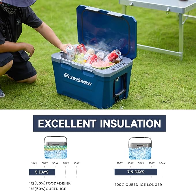 EchoSmile Ultra-Light Hard Cooler 35L/37qt, Outdoor Insulated Ice Chest Box