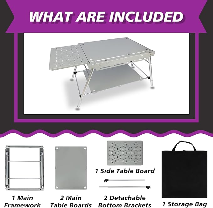 supregear Outdoor Camping Foldable Table, Portable Durable Picnic Table, Easy Setup Aluminum Alloy Frame, Ideal for Grill, Garden, Dining, BBQ, Party