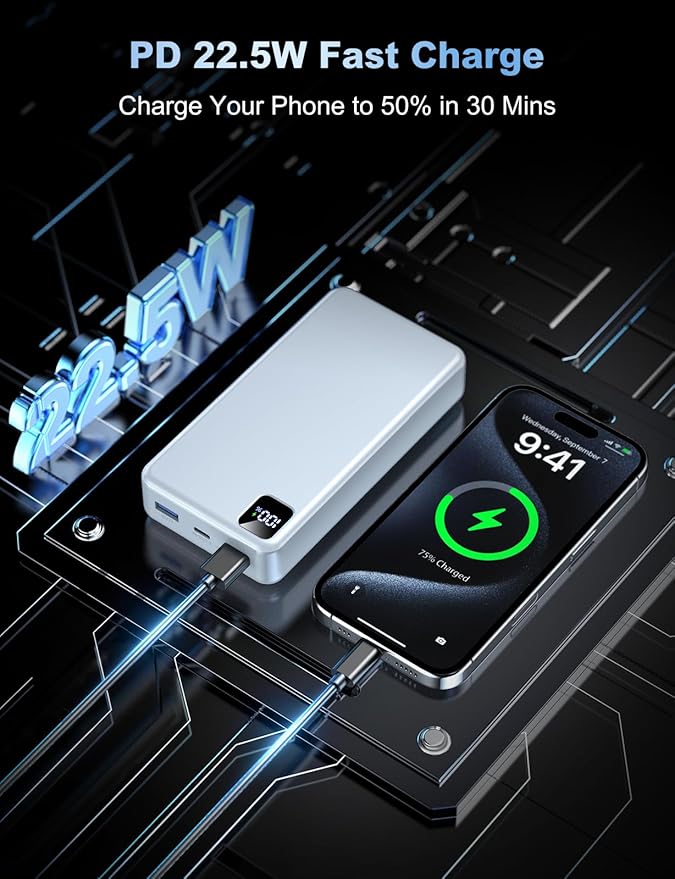 Portable Charger Power Bank 56800mAh Battery Pack-22.5W Fast Charging with USB C & LED Display, 3 Outputs High Capacity Portable Power Bank for iPhone 16/15/14/13 Series, Samsung, iPad etc