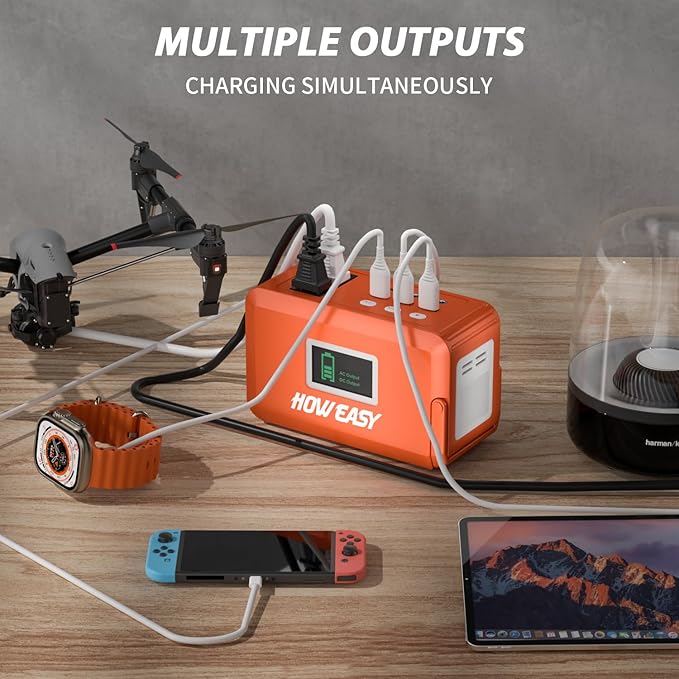 HOWEASY Portable Power Bank, 24000mAh Portable Laptop Charger Power Bank with 2 110V/120W AC Outlet/ 2 DC Ports/3 USB QC3.0/LED Light forOutdoor Camping Trip Hunting Emergency