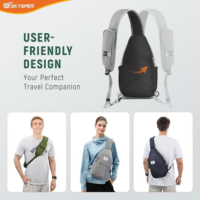SKYSPER Sling Bag RFID Anti-Theft Crossbody Bag Recycled Travel Cross Body Bag Shoulder Sling Daypack