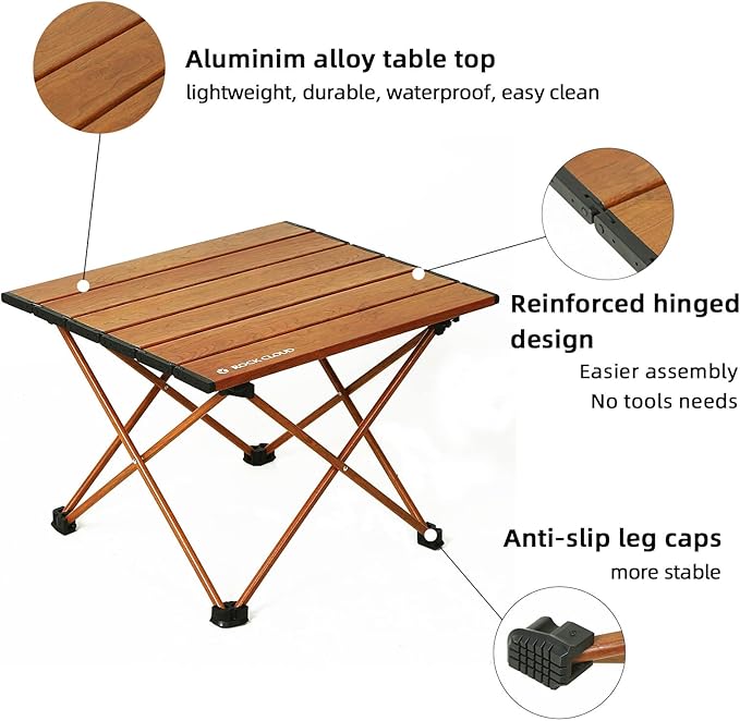 ROCK CLOUD Portable Camping Table Ultralight Aluminum Folding Beach Table Camp for Camping Hiking Backpacking Outdoor Picnic, Small