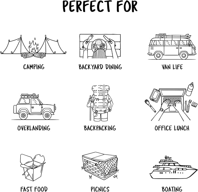 FULL WiNDSOR - MAGWARE - Magnetic Bowls and Plates Set - Stainless Steel Travel Dinnerware for Camping, Overlanding, Backpacking, Picnic, RV, Outdoor Dining Portable Tableware Mess Kit