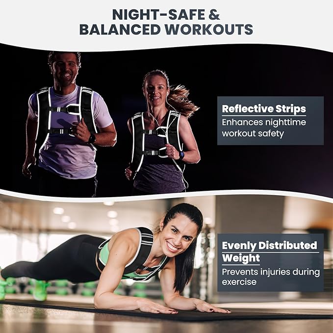 Fragraim Weighted Vest for Women Men - 8lb/10lb/12lb/16lb/22lb/25lb/30lb Weight Vest with Reflective Stripe, Detachable Phone Pouch, Ideal for Walking, Strength Training, Running, Workout, Cardio