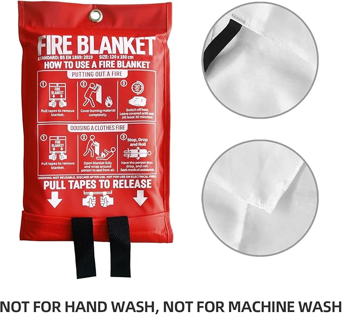 Fire Blanket,47" x 71",Fiberglass Fire Blanket for Camping and Fire Fighting Shelters