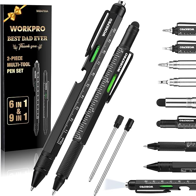 Father’s Day Gifts for Men, 9 Functions Multi-tool Pen Set, Birthday Gifts for Who Have Everything, Cool EDC Gadgets for Men, Stocking Stuffers, for Dad Grandpa Husband Him Adults Boyfriend