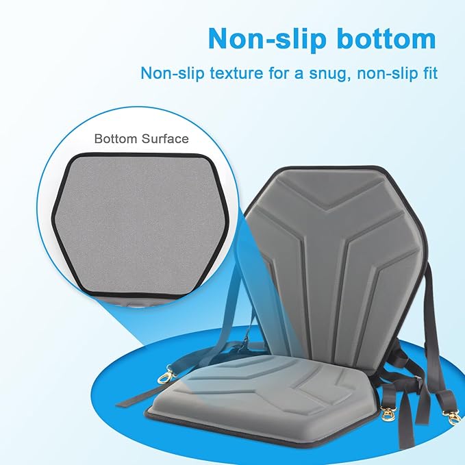 Universal Kayak Seat with Back Support, Comfortable Deluxe Sit-On-Top Canoe Seat for SUP Paddle Board Fishing Boat with 6 Adjustable Straps
