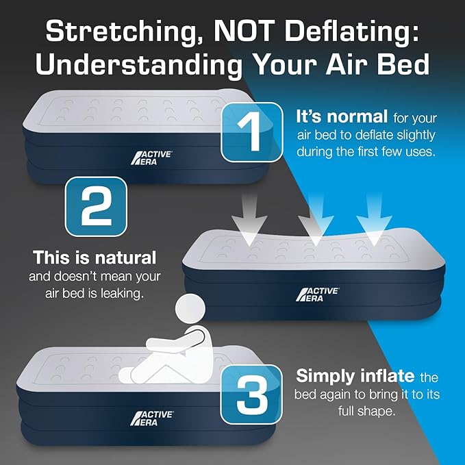 Active Era Premium 13" Queen Size Air Mattress with Advanced Support System and Built-in Electric Pump - Raised Inflatable Mattress, Guest Bed, Camping Mattress, Portable Bed for Moving & Travel