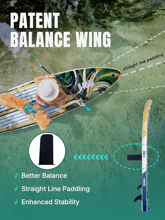 Niphean (Extra Large) Inflatable Paddle Board, SUP for 2+1 People/Family, Stand Up Paddle Board with (Beginner Friendly) StabilTrac Fin, Waterproof Phone Pouch, Paddle Boards for Adults, Gift Ideas