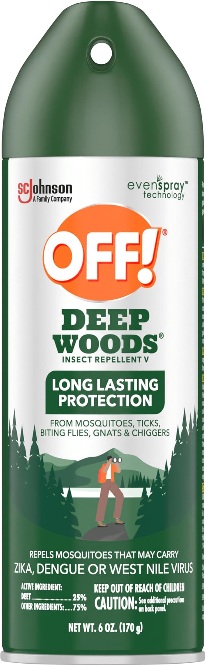 OFF! Deep Woods Insect Repellent Aerosol, Bug Spray with Long Lasting Protection from Mosquitoes and Ticks, 6 oz