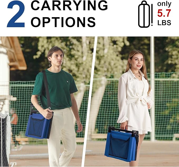 Stadium Seats with Back Support for Bleachers, Folding Bleacher Chairs with Back and Cushion, Padded Seat with Shoulder Strap, Large Mesh Pocket & Carry Handle, Black