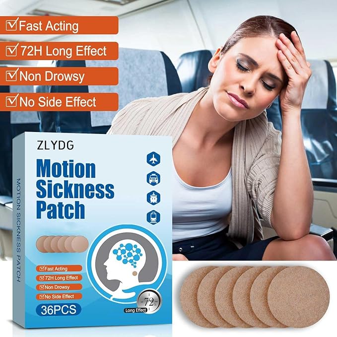 Motion Sickness Patch, 72 PCS Sea Sickness Patch for Cruise,Dizziness Resulted from Travel of Cars, Ships, Airplanes (1 Box) (2 Box)