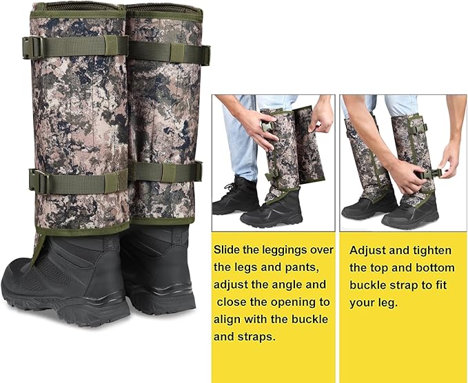 QOGIR Snake Gaiters for Hunting: Durable Snake Guards, Snake Gaiter Leggings for Men & Women, Snake Bite Protection for Lower Legs, Snake Proof Gaiters with Adjustable Size