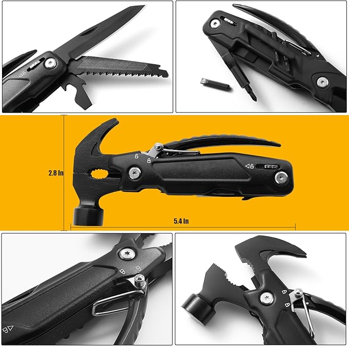 hammer multitool 14-in-1 multitool for men camping multitools outdoor wrench hammer pliers 5.4”EDC tools for men