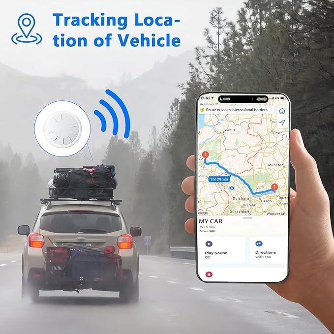 Car GPS Tracking Device for Vehicles,Cars etc,Real Time GPS Tracker for Car Work with Apple Find My(iOS Only),Mini GPS Tracker Vehicles with Magnetic Case-White,1PCS