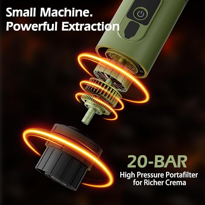 InkTrail Portable Electric Espresso Machine,Travel Coffee Maker for Camping, Self-Heating with Rechargeable Battery, Compatible with Ground Coffee & NS Original Capsule for Car, RV, Hiking, Office