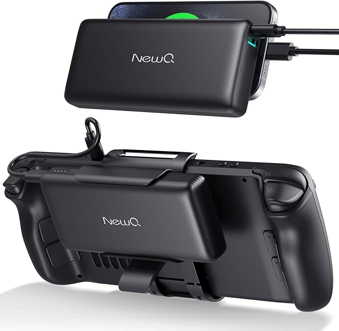 NEWQ 2-in-1 Steam Deck Battery Bank & Stand for Steam Deck/Steam Deck OLED, 20000mAh 65W PD3.0 Fast Charging Power Bank, Steam Deck Accessories, with Dual USB C Cables（Not Suitable for Case） NQ-SD-02