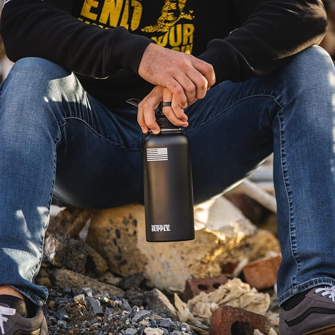 Tactical Pro Supply 32 oz. Patriotic Water Bottles | Decorated in the USA | Made with Premium Stainless Steel Material | Double Wall Vacuum Water Bottle Insulated