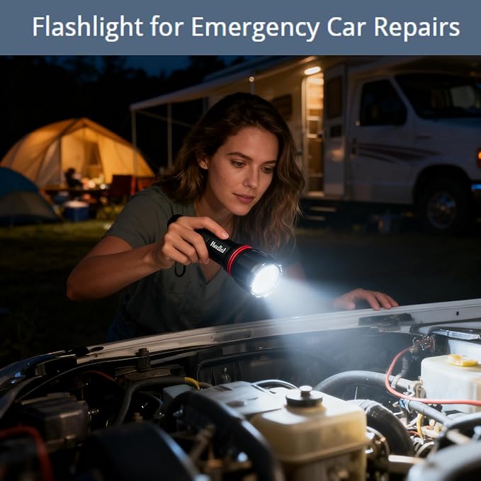 HAUSBELL A100 LED EDC Flashlights High Lumens,Bright, Zoomable, Waterproof, Powerful, Emergency Tactical LED Flashlights for Home and 5 Modes, Flashlight for Camping Gear、Hiking、Walking（2Pack）