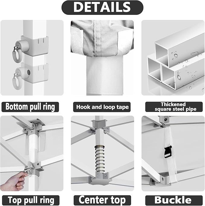 COBIZI 13x26 Pop Up Canopy with 6 Sidewall,Heavy Duty Canopy UPF 50+ All Season Wind Waterproof Commercial Outdoor Wedding Party Tents for Parties Canopy Gazebo with Roller Bag(13 x 26 ft White)