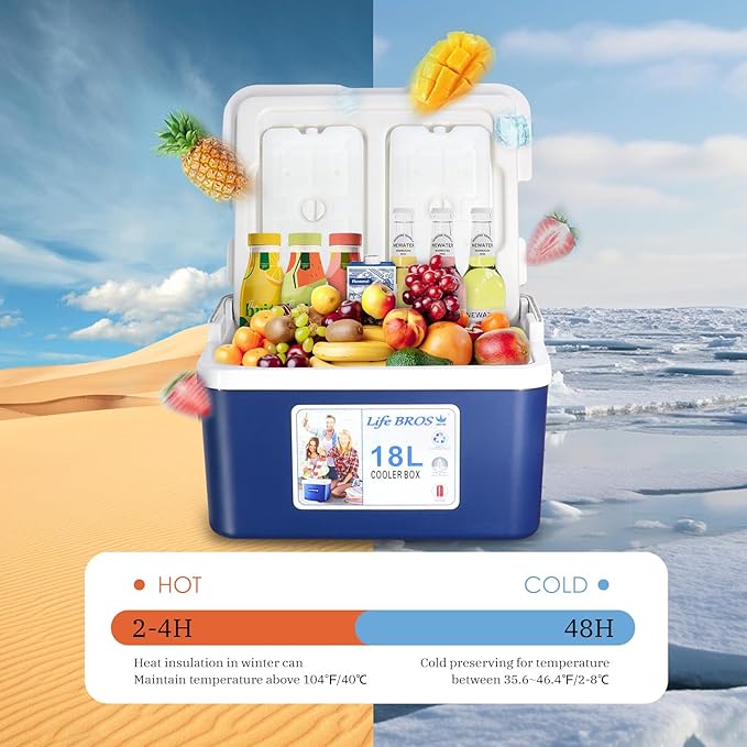 11Qt 19Qt Insulated Portable Cooler Leak-Proof Ice Chest Lunch Box Hard Coolers with Extra Ice Pack for BBQ, Camping, Pincnic