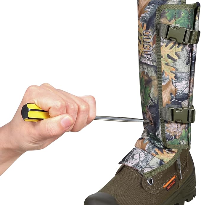 QOGIR Snake Gaiters for Hunting: Durable Snake Guards, Snake Gaiter Leggings for Men & Women, Snake Bite Protection for Lower Legs, Snake Proof Gaiters with Adjustable Size