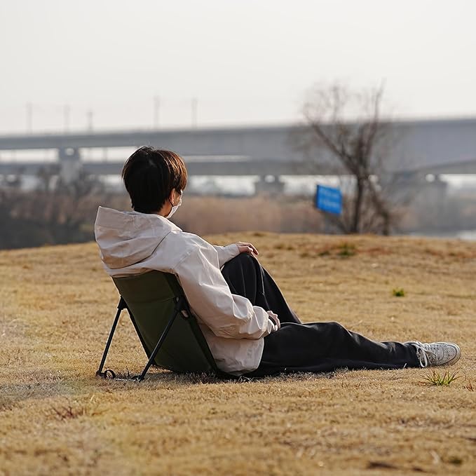 Outdoor Camping Backrest,Lightweight Foldable Chair,Park Leisure backrest,Beach Portable Single Lazy Chair,Aluminum Lazy Comfortable Backrest (Olive Green)