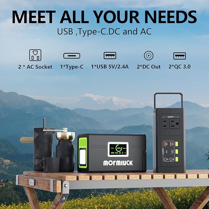 Portable Power Station 127W (Peak 150W),88.8Wh Solar Generator(Solar Panel Optional), Power Supply with 110V AC Outlet, 1*Type-C, 2*QC3.0, Solar Powered Generator for Emergency Backup, Camping