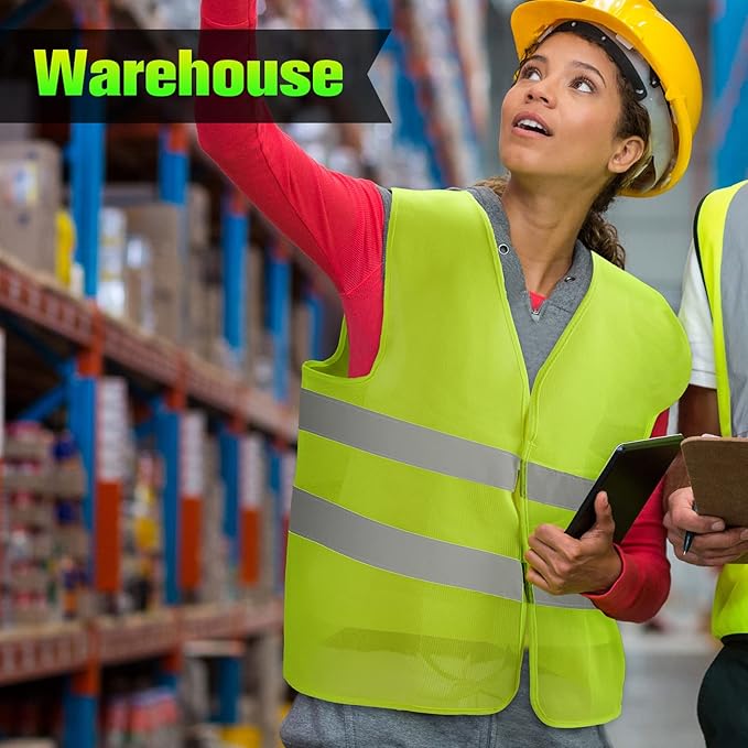 JaGely High Visibility Safety Vest Bulk Reflective Mesh Security Vest for Men Women Work Cycling Runner Neon