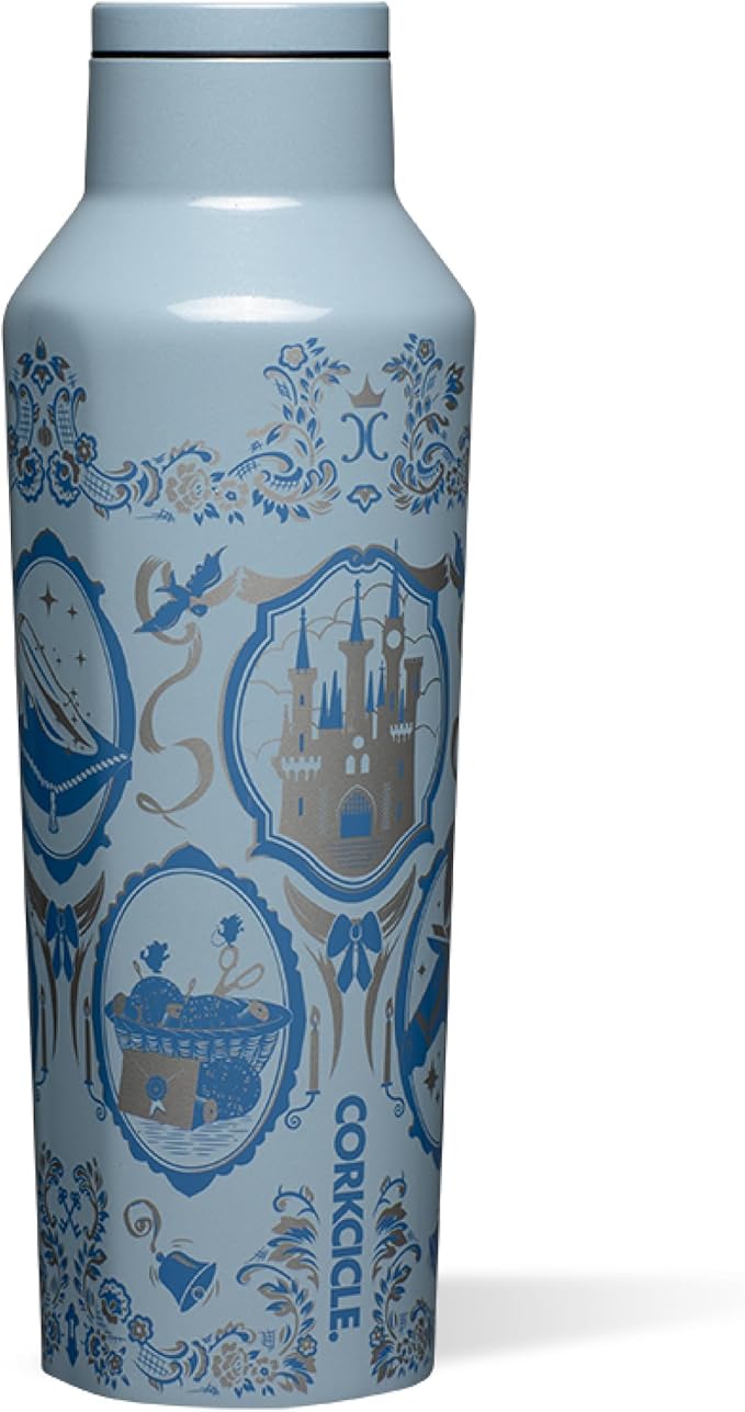 Corkcicle Disney Princess Sport Canteen - Keeps Drinks Cold for 25 Hours - Triple-Insulated Stainless Steel - Screw-On Cap - Summer Drinkware Gift - Keeps Drinks Ice Cold - 20 oz - Cinderella