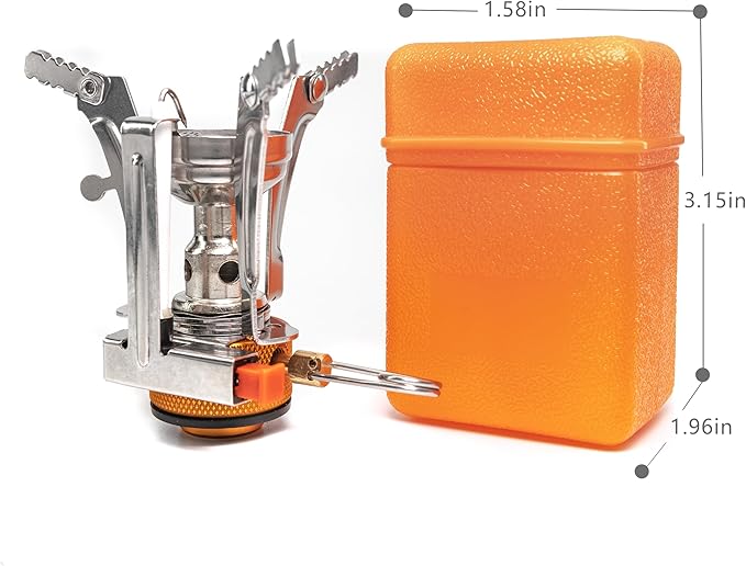 Backpacking Stove Portable Camping Stove Hiking Stove Backpack Stove With Piezoignition Support Wind-Resistance For Outdoor cooking tongs (ORANGE)