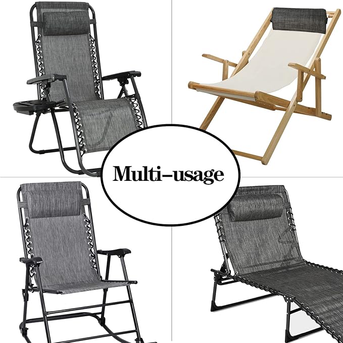 Ostlttyn Zero Gravity Chair Replacement Pillow Headrest with Elastic Band, Universal Soft Removable Padded Cushion Head Pillows for Zero Gravity Lounge Folding Patio Lawn Recliner Chairs, Grey