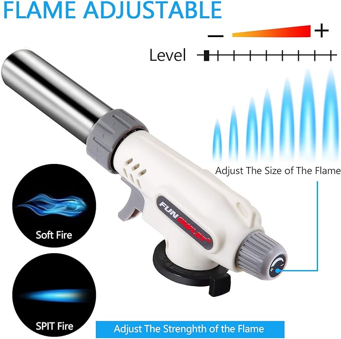 FunOwlet,Butane Torch Kitchen Blow Lighter, Culinary Torches Head Professional Chef Cooking Adjustable Flame For Sous Vide, Creme Brulee, Baking, BBQ (Butane Gas Not Included)