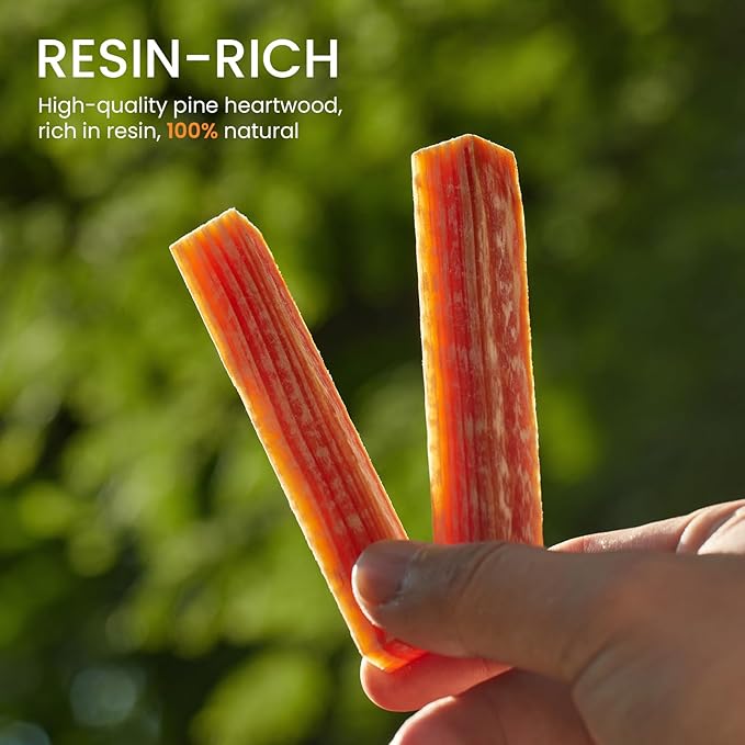 Ferro Rod Companion,High Resin Fatwood Fire Starter 4 Sticks,Waterproof Natural Tinder for Flint, Survival Gear Kit for Hiking, Camping, Bushcraft, Emergency Supplies