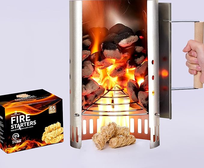 Fire Starter Sticks 65 pcs - Fire Starters for Campfire, Outdoor Fire Pit, Wood Stove, Logs Fireplaces, BBQ, Water Resistant & Odorless Firestarter - Camping Essentials