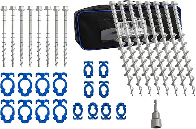 Homeon Wheels 16 Pcs Aluminum Ground Anchors, Non-Rust Cast Tent Stakes Heavy Duty Metal Tent Stakes Pegs for Securing Animals, Tents, Canopies, Sheds, Car Ports, Swing Sets Outdoors Beach