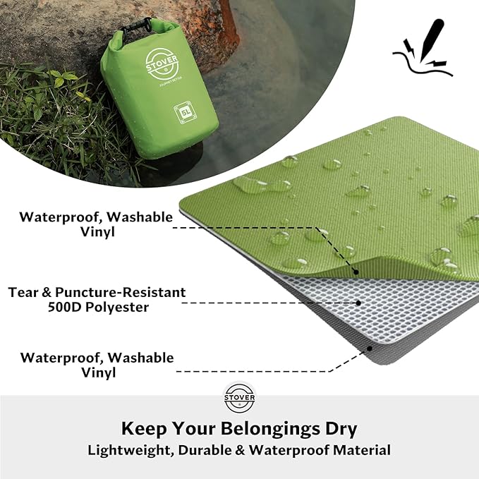 STOVER 5/10/25/30/40/55L Waterproof Backpack- Floating Dry Bag for Kayaking, Travel, Beach, Hiking, & Camping, Men/Women